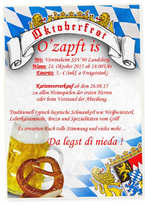 O`zapft is - Da legst di nieda !